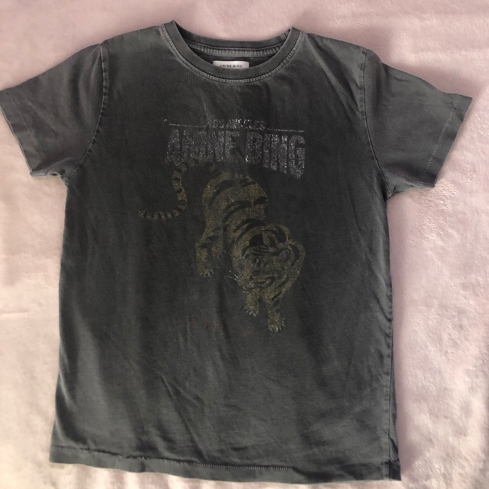 Title: Anine Bing Kids Tiger Graphic Tee Washed Gray Los Angeles